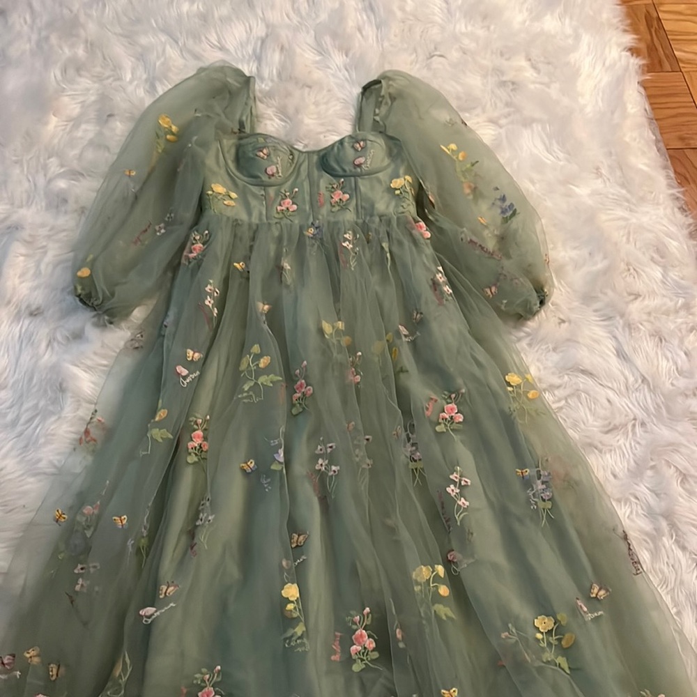 Spring Flowers Embroidered Gown.